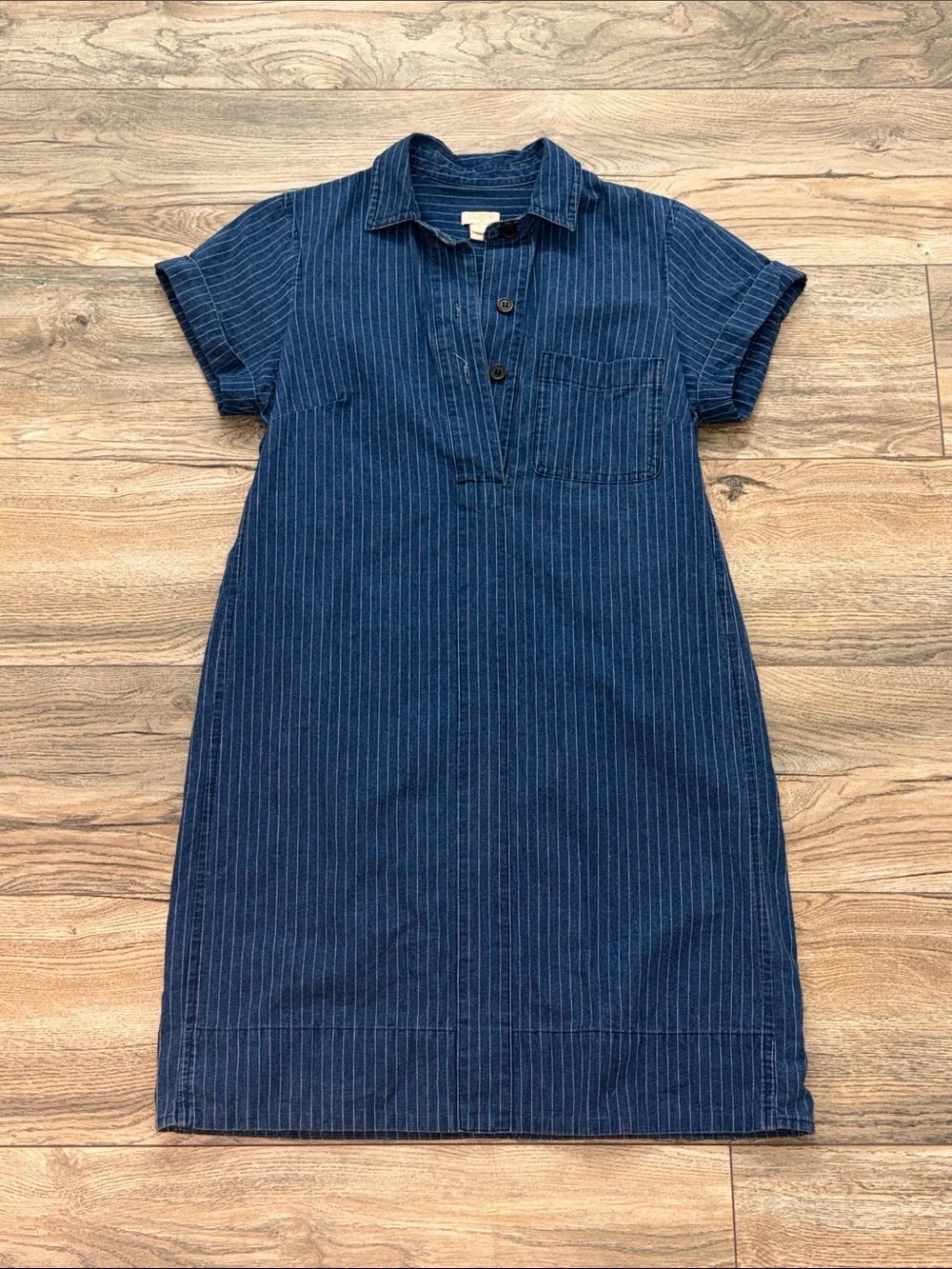 J. Crew Jean Pinstripe Midi Shirt Dress